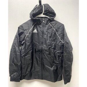 NEW Adidas Boys Core 18 Rain Hooded Padding Jacket small black